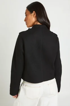 Veste Aspect Laine À Détails Boutons Militaires