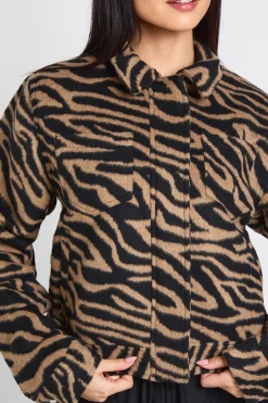boohoo Veste Aspect Laine Imprimé Zèbre<Femme Zebra Print|Vestes & Manteaux