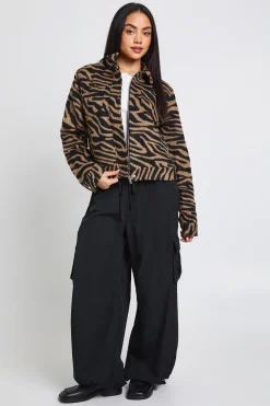 boohoo Veste Aspect Laine Imprimé Zèbre<Femme Zebra Print|Vestes & Manteaux