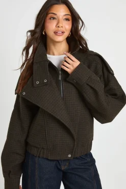 Veste Asymétrique Aspect Laine