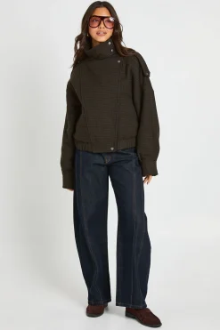 Veste Asymétrique Aspect Laine