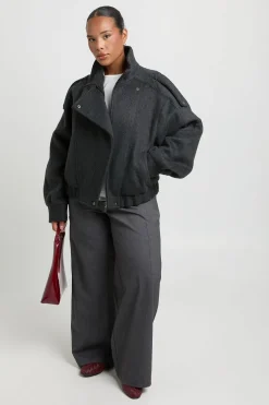 boohoo Veste Asymétrique Aspect Laine Plus<Femme Manteaux Et Vestes D’Automne|Vestes & Manteaux
