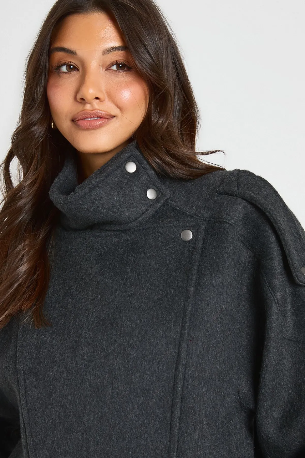 boohoo Veste Asymétrique Effet Laine<Femme Manteaux Et Vestes D’Automne|Vestes & Manteaux