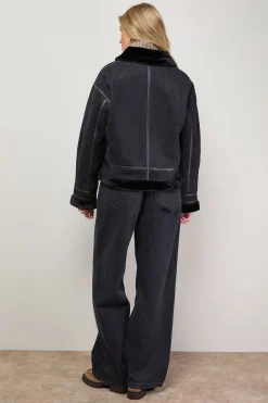Veste Aviateur Courte en synthétique avec Fermeture Éclair