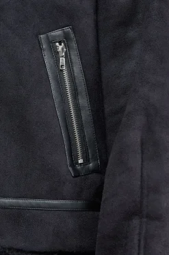 Veste Aviateur Courte en synthétique avec Fermeture Éclair