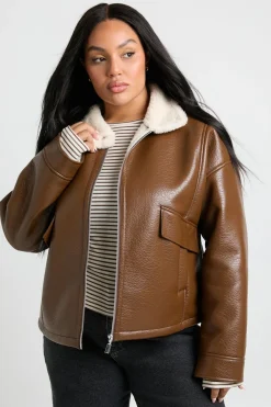 Veste aviateur en cuir Plus