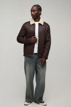 Veste Aviateur Grande Taille En Synthétique Marron