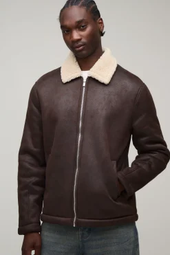 Veste Aviateur Grande Taille En Synthétique Marron