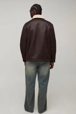 Veste Aviateur Grande Taille En Synthétique Marron