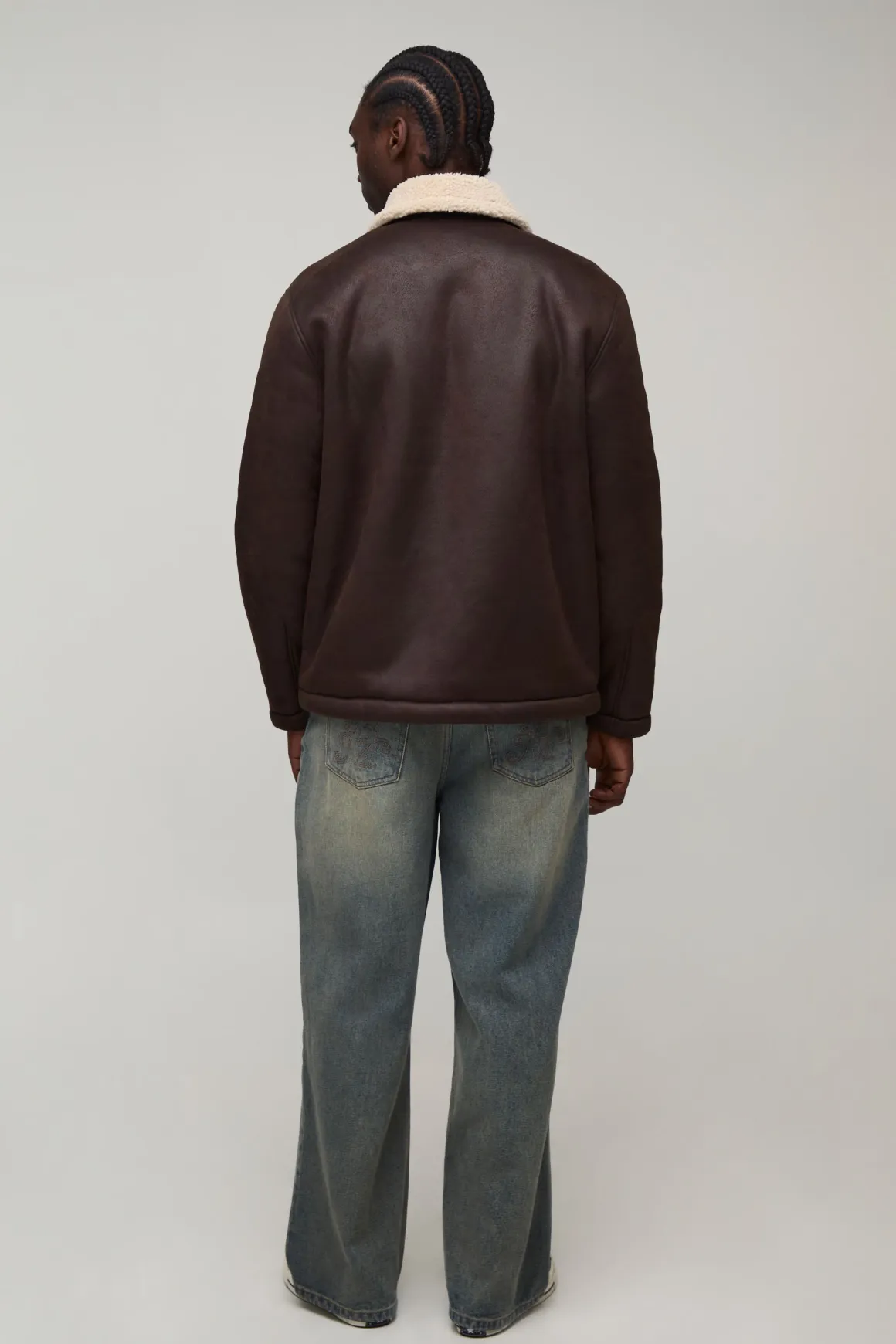 Veste Aviateur Grande Taille En Synthétique Marron