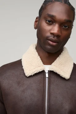 Veste Aviateur Grande Taille En Synthétique Marron