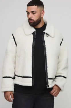Veste aviateur Plus Boxy surdimensionnée à garniture et finitions en synthétique
