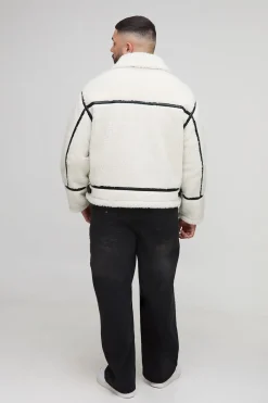 Veste aviateur Plus Boxy surdimensionnée à garniture et finitions en synthétique