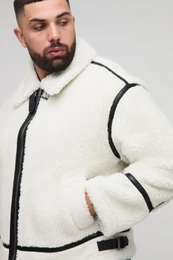 Veste aviateur Plus Boxy surdimensionnée à garniture et finitions en synthétique