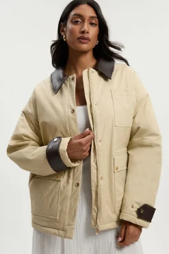 Veste Barn Matelassée à Col Contrastant