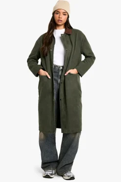 Veste Barn Midaxi avec détail de col en velours côtelé
