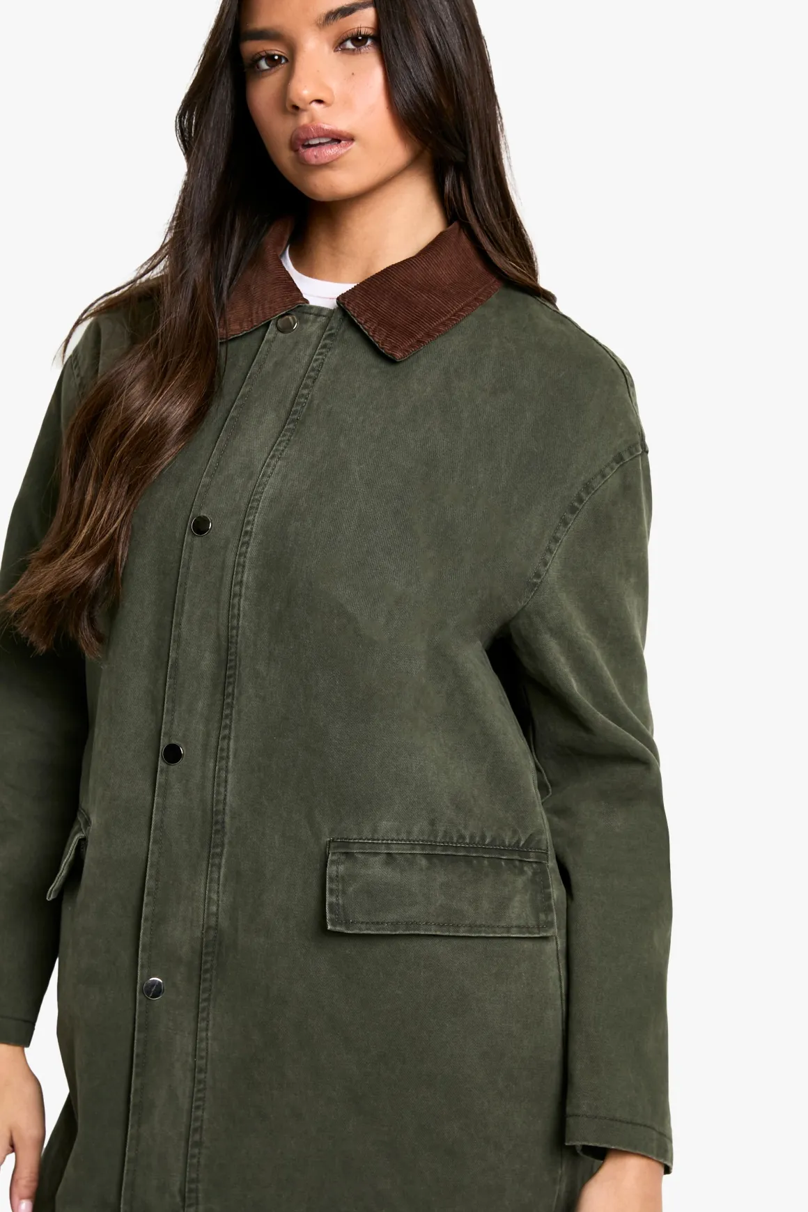 Veste Barn Midaxi avec détail de col en velours côtelé