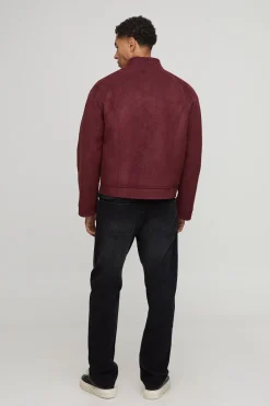 boohooMAN Veste biker à col boucle en synthétique, coupe régulière<Homme Vestes & Manteaux Grande Taille|Tout Afficher