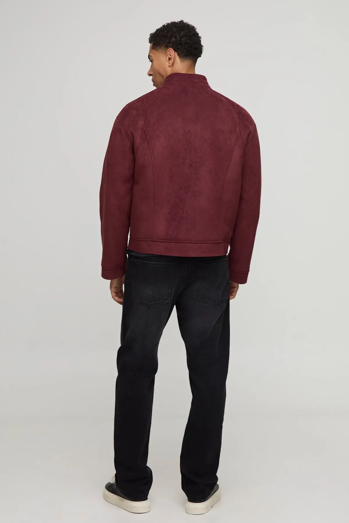 boohooMAN Veste biker à col boucle en synthétique, coupe régulière<Homme Vestes & Manteaux Grande Taille|Tout Afficher
