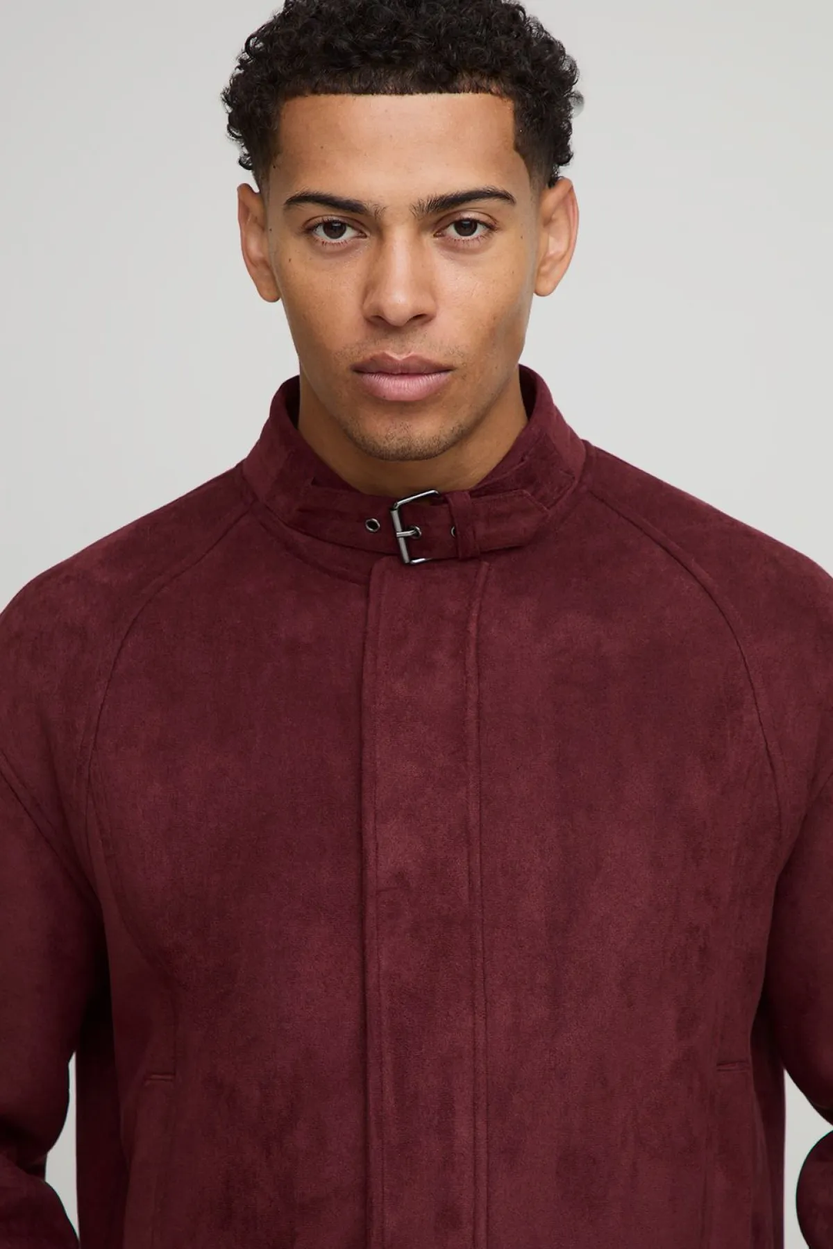 boohooMAN Veste biker à col boucle en synthétique, coupe régulière<Homme Vestes & Manteaux Grande Taille|Tout Afficher