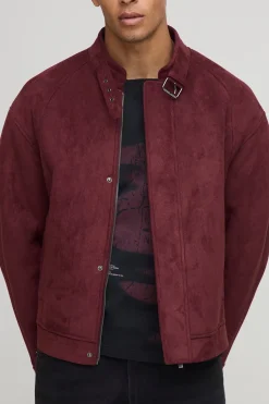 boohooMAN Veste biker à col boucle en synthétique, coupe régulière<Homme Vestes & Manteaux Grande Taille|Tout Afficher