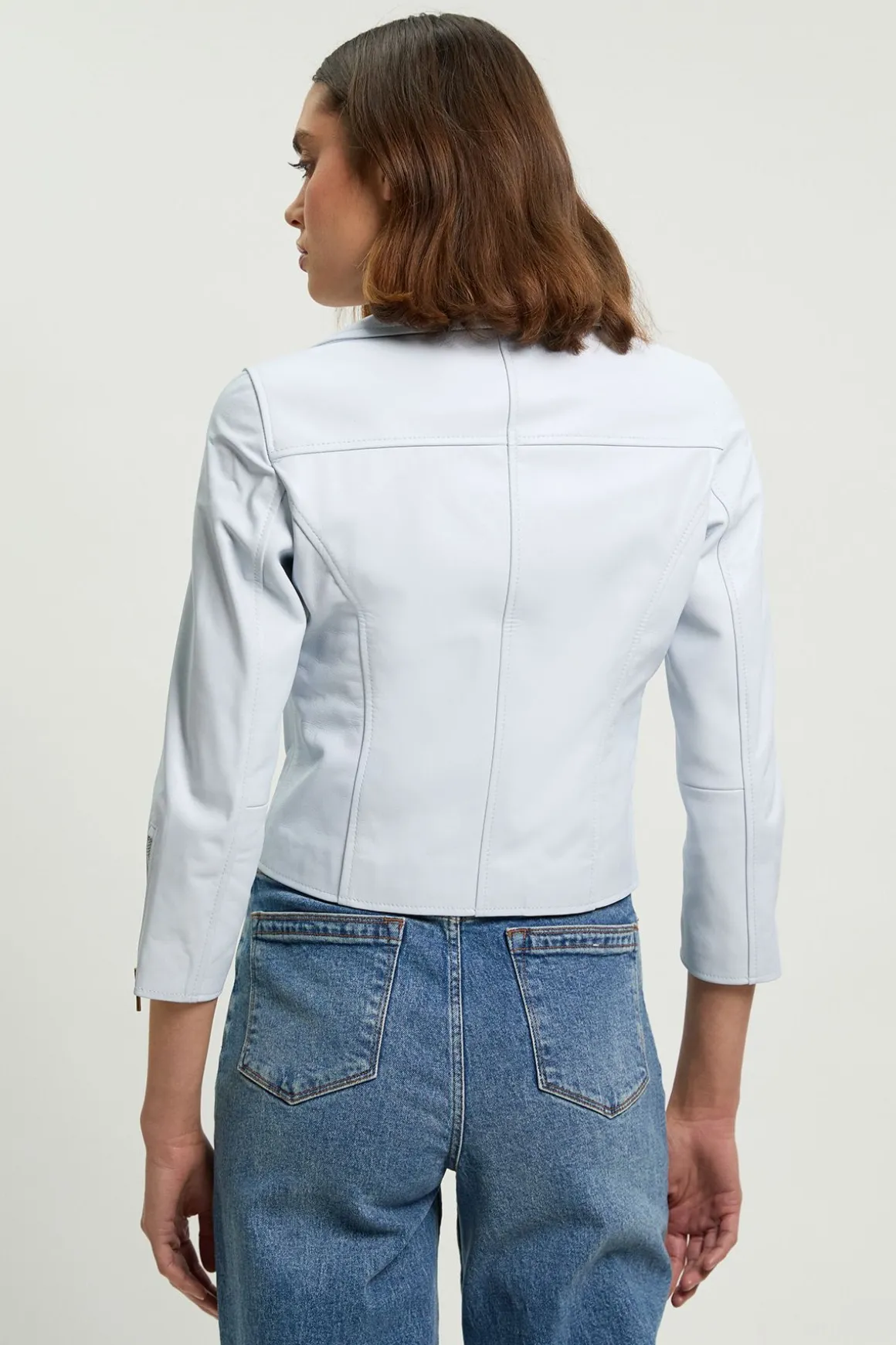 Veste Biker En Cuir Raccourcie