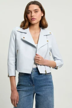 Veste Biker En Cuir Raccourcie