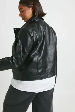 Veste biker en synthétique pour grandes tailles