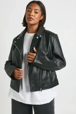 Veste biker en synthétique pour grandes tailles