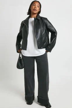 Veste biker en synthétique pour grandes tailles