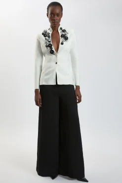 KarenMillen Veste Blazer Cintrée Ornée De Motifs Floraux<Femme Manteaux Et Vestes D’Automne|Vestes & Manteaux