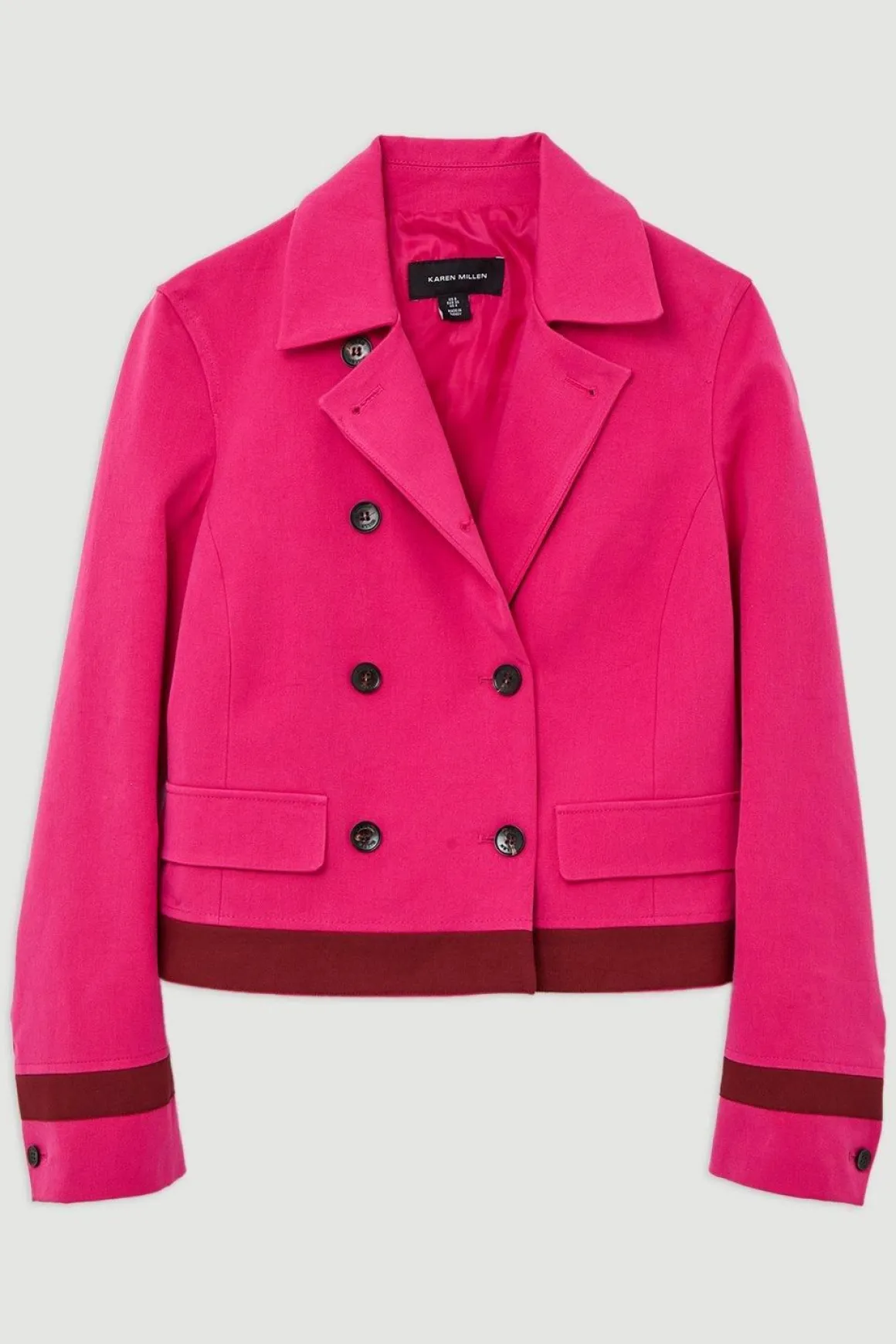 Veste blazer en grosgrain extensible à col et double boutonnage compacte