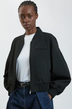Veste Bomber Ajustée En Tissu Extensible Compact