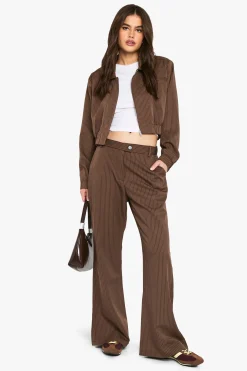 Veste bomber ajustée à rayures fines