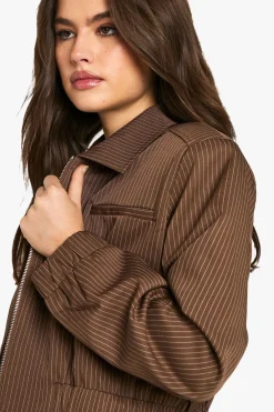 Veste bomber ajustée à rayures fines