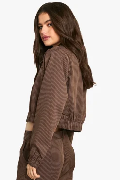 Veste bomber ajustée à rayures fines