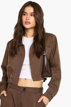 Veste bomber ajustée à rayures fines