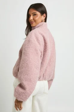 Veste Bomber Aspect Laine Col Montant