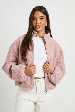 Veste Bomber Aspect Laine Col Montant