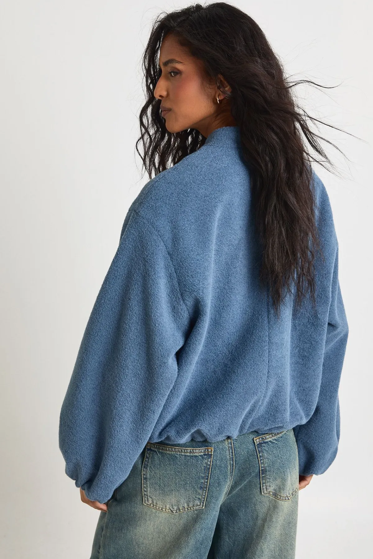 boohoo Veste Bomber Aspect Laine à Manches Ballon<Femme Vestes & Manteaux