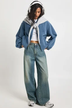boohoo Veste Bomber Aspect Laine à Manches Ballon<Femme Vestes & Manteaux