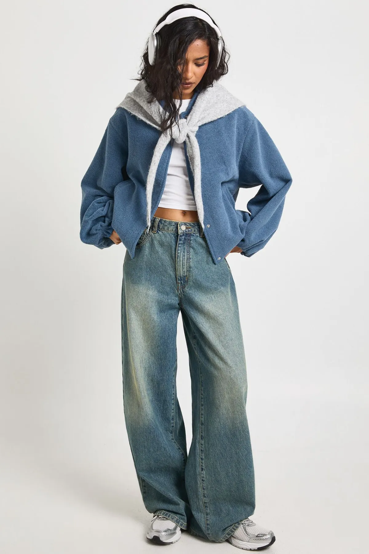 boohoo Veste Bomber Aspect Laine à Manches Ballon<Femme Vestes & Manteaux