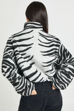 Veste Bomber Aspect Laine Motif Zèbre