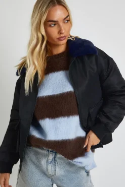 Veste bomber avec détails en synthétique