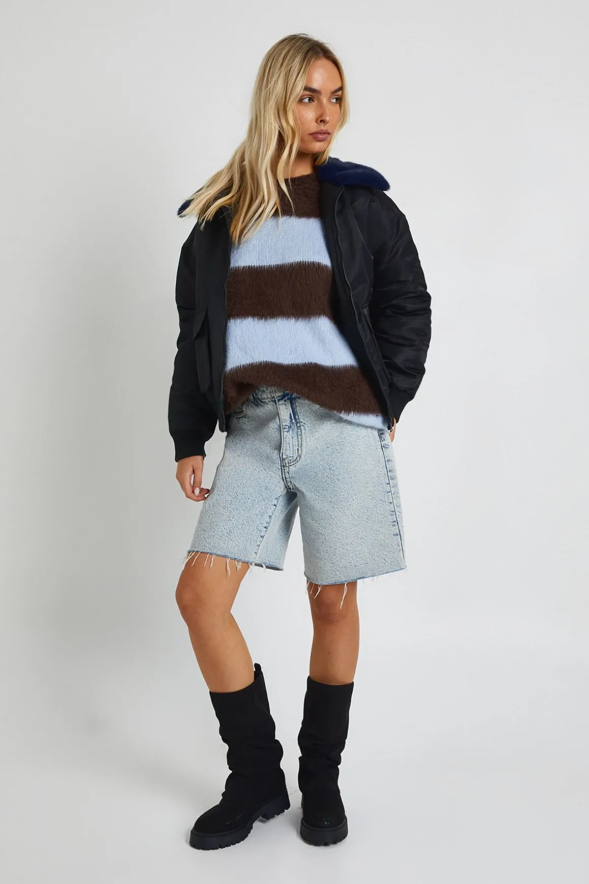 Veste bomber avec détails en synthétique