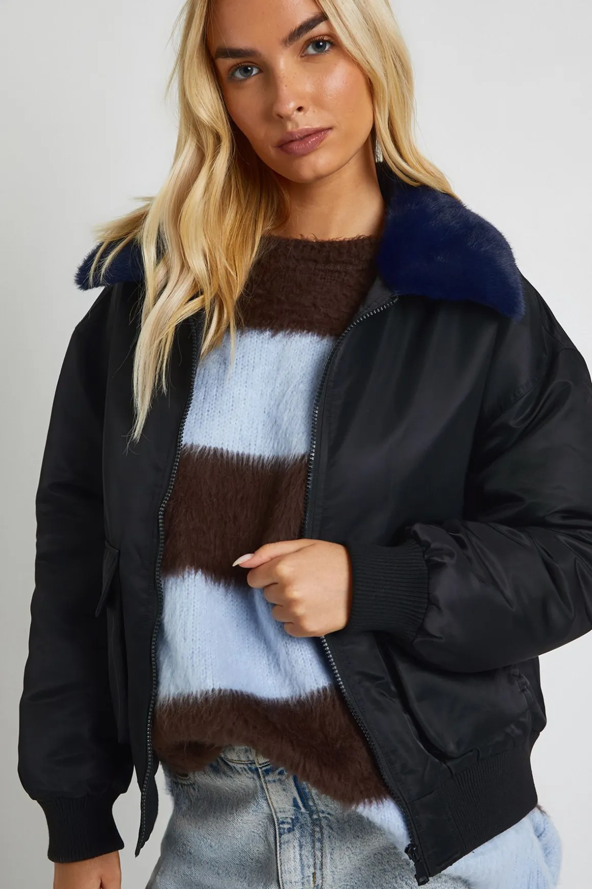 Veste bomber avec détails en synthétique