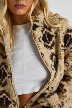 boohoo Veste bomber Aztec Teddy zippée<Femme Vestes & Manteaux|Manteaux Teddy
