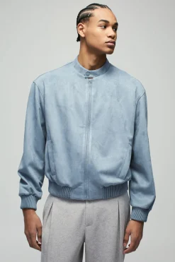 Veste bomber boxy en faux suède