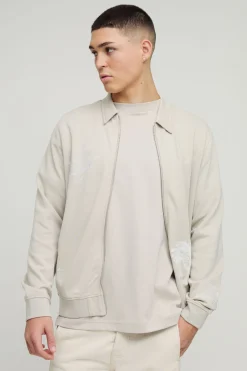 Veste bomber brodée Smart Harrington en scuba fusionné, super lourde, coupe régulière