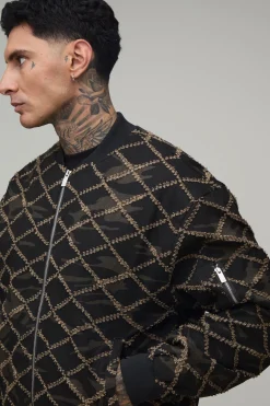 boohooMAN Veste Bomber Délavé Coupe Ample Grande Taille<Homme Manteaux Et Vestes